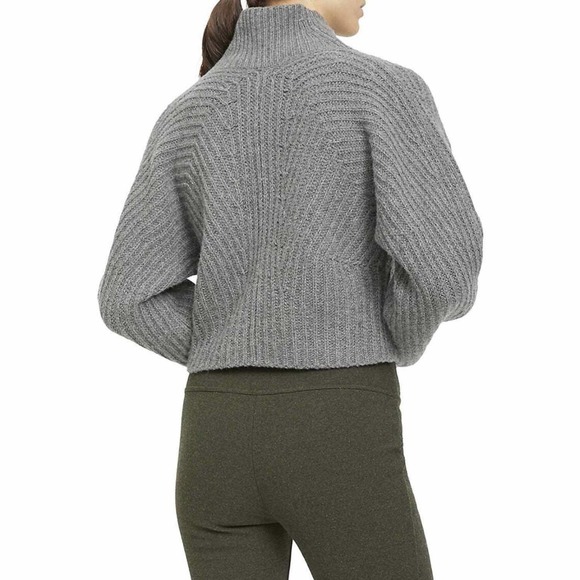 Theory Sculpted Knit Pullover Sweater Airy Wool Cashmere Grey Melange Size Small - Picture 3 of 13